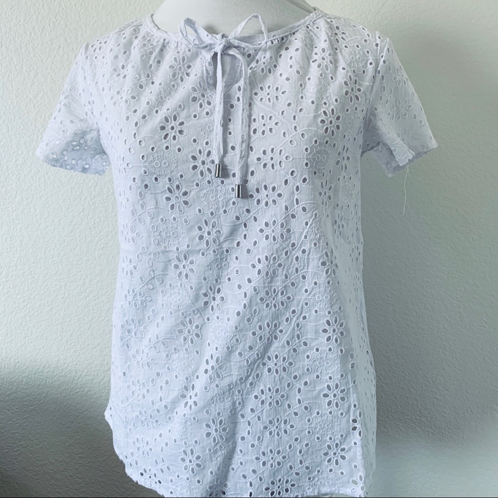 BYdesign top front embroidered floral cutouts sz S